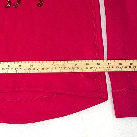 Abercrombie Kids sz M dark pink w sequin moose logo front long sleeve sweatshirt - Picture 10 of 12
